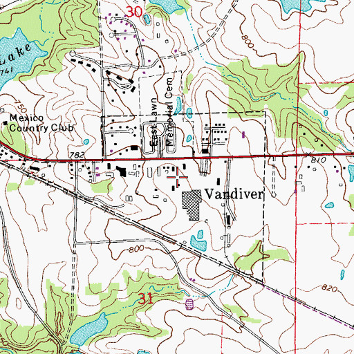 Topographic Map of Village of Vandiver, MO
