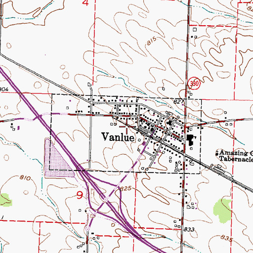 Topographic Map of Village of Vanlue, OH
