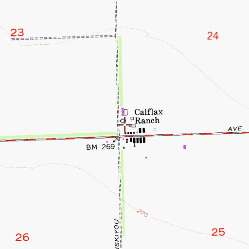Topographic Map of Calflax Ranch, CA