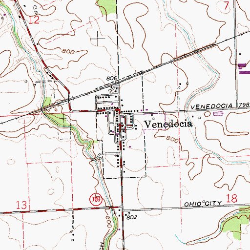 Topographic Map of Village of Venedocia, OH