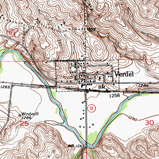 Topographic Map of Village of Verdel, NE