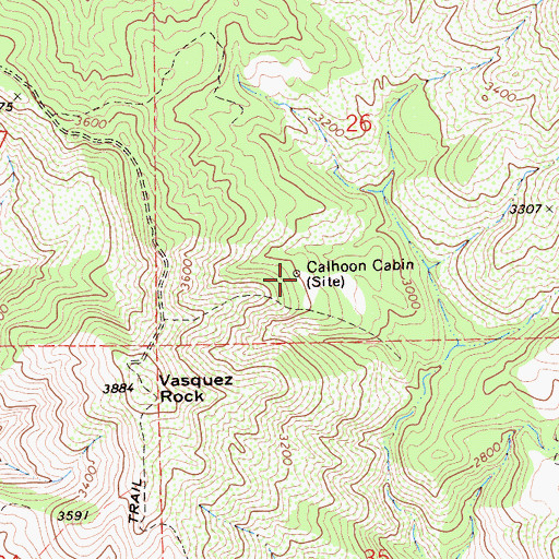 Topographic Map of Calhoon Cabin, CA