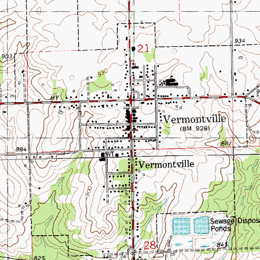Topographic Map of Village of Vermontville, MI