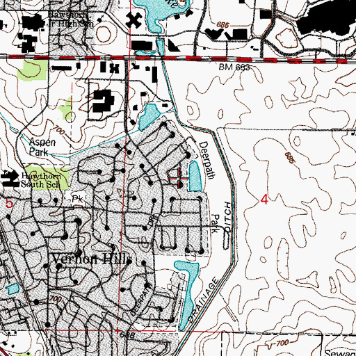 Topographic Map of Village of Vernon Hills, IL