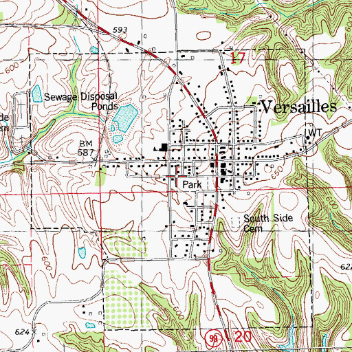 Topographic Map of Village of Versailles, IL