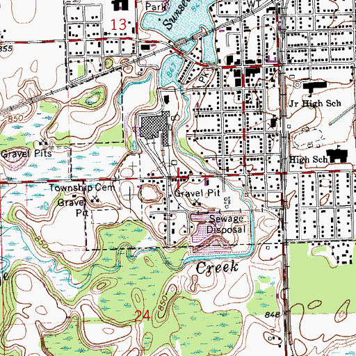 Topographic Map of Village of Vicksburg, MI