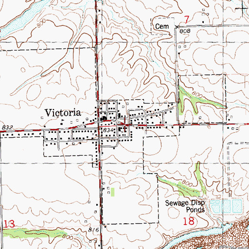 Topographic Map of Village of Victoria, IL