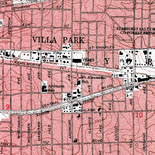 Topographic Map of Village of Villa Park, IL