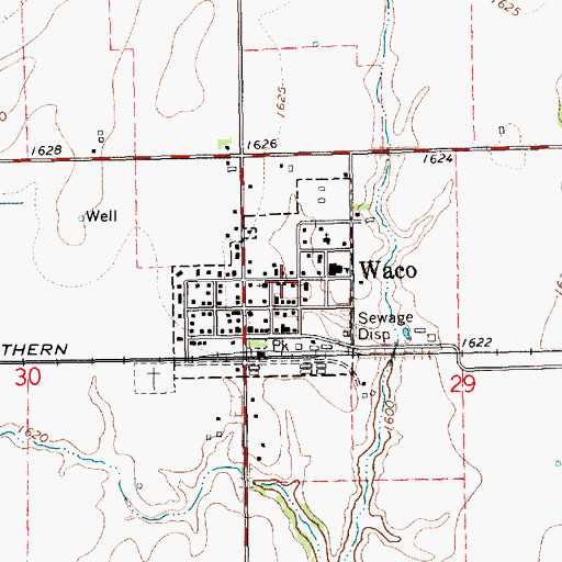 Topographic Map of Village of Waco, NE