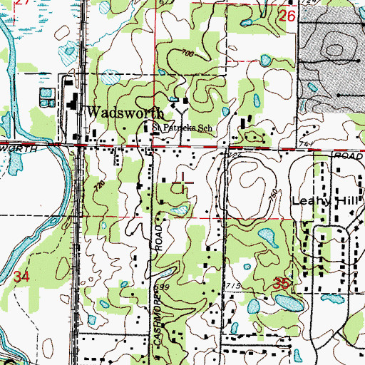 Topographic Map of Village of Wadsworth, IL