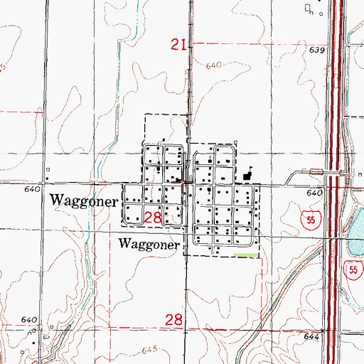 Topographic Map of Village of Waggoner, IL