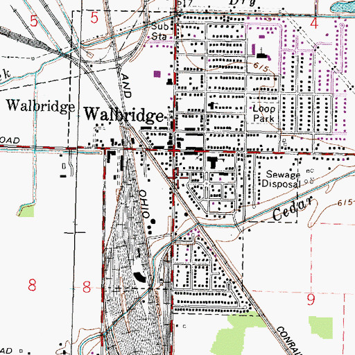 Topographic Map of Village of Walbridge, OH