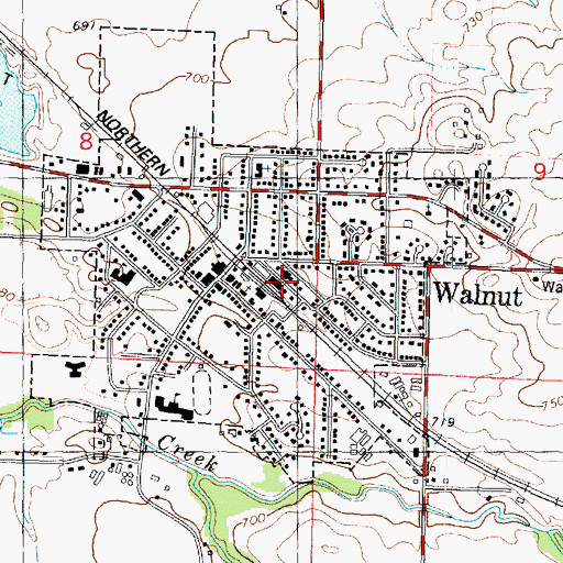 Topographic Map of Village of Walnut, IL