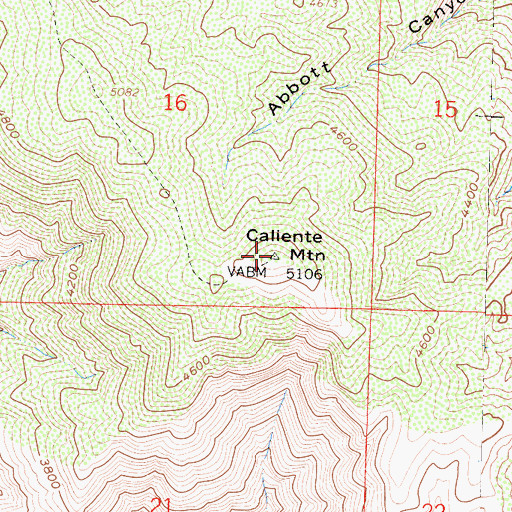 Topographic Map of Caliente Mountain, CA
