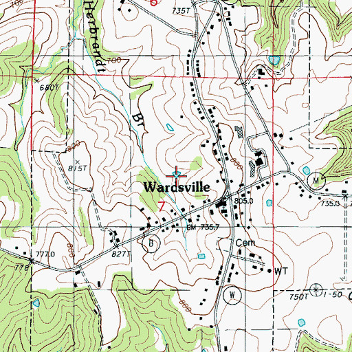 Topographic Map of Village of Wardsville, MO