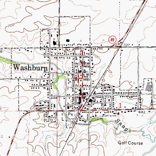 Topographic Map of Village of Washburn, IL