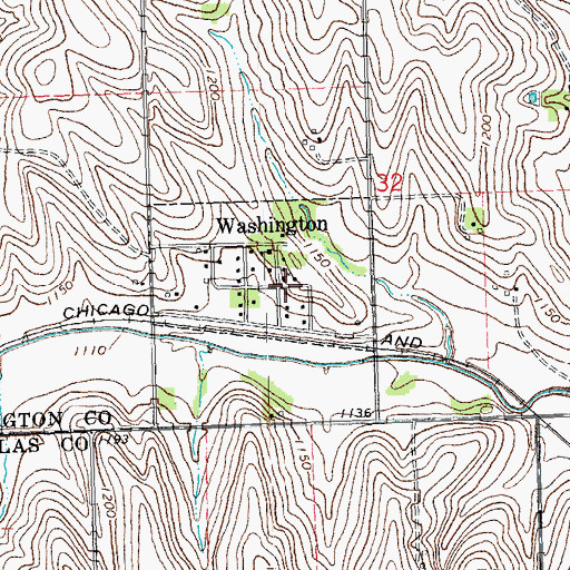 Topographic Map of Village of Washington, NE