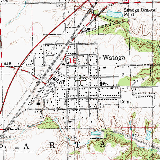 Topographic Map of Village of Wataga, IL
