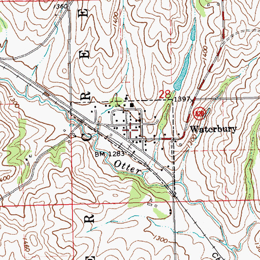Topographic Map of Village of Waterbury, NE