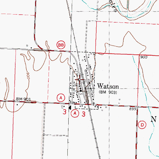 Topographic Map of Village of Watson, MO