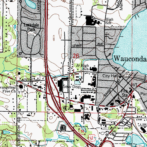Topographic Map of Village of Wauconda, IL