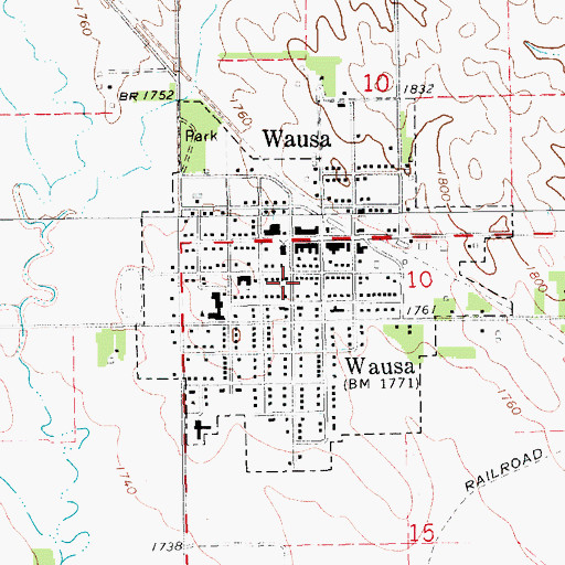 Topographic Map of Village of Wausa, NE
