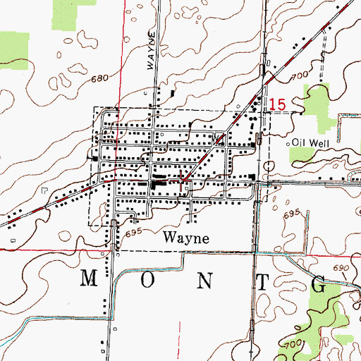 Topographic Map of Village of Wayne, OH