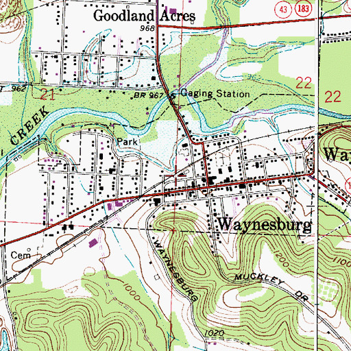 Topographic Map of Village of Waynesburg, OH