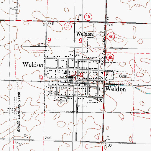 Topographic Map of Village of Weldon, IL