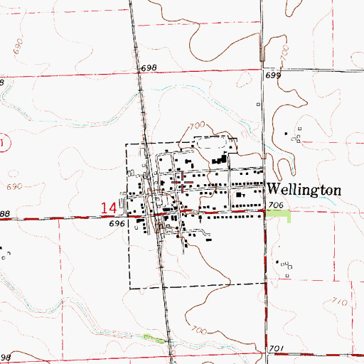 Topographic Map of Village of Wellington, IL