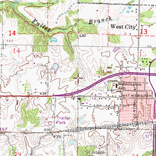 Topographic Map of Village of West City, IL