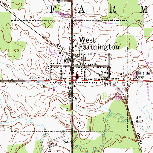 Topographic Map of Village of West Farmington, OH