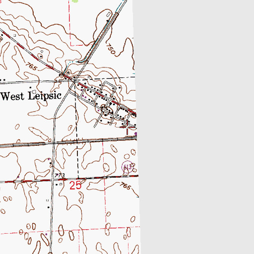 Topographic Map of Village of West Leipsic, OH