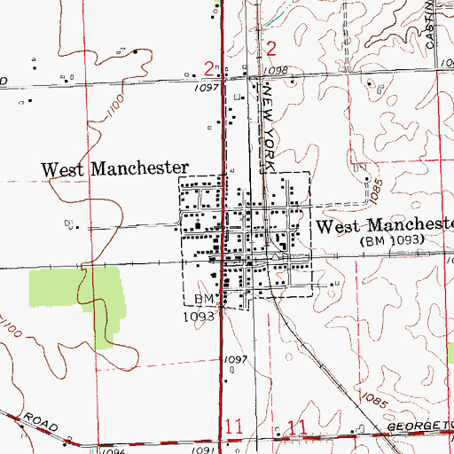 Topographic Map of Village of West Manchester, OH