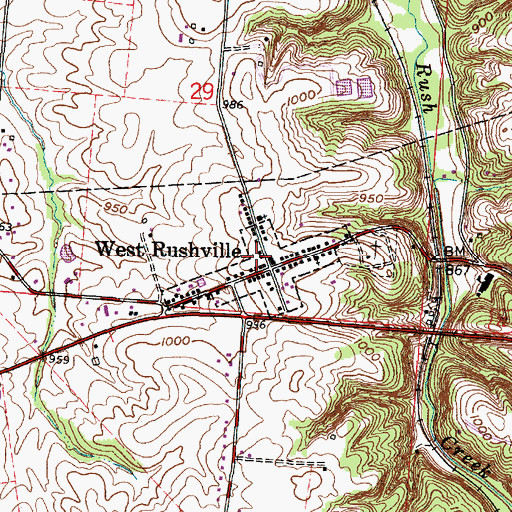 Topographic Map of Village of West Rushville, OH