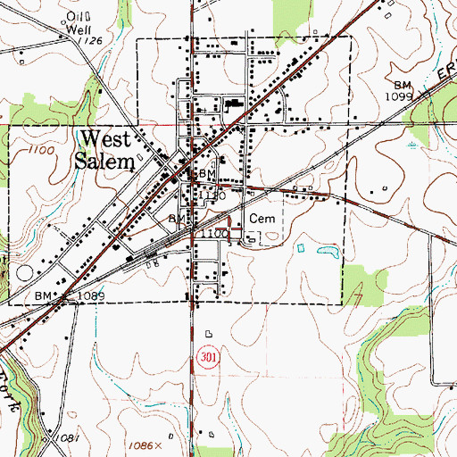 Topographic Map of Village of West Salem, OH