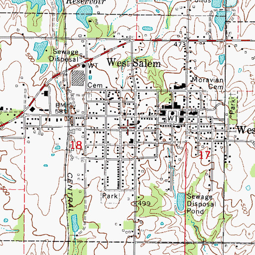 Topographic Map of Village of West Salem, IL