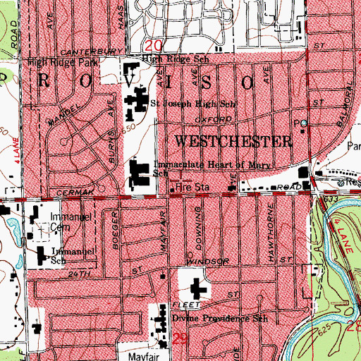 Topographic Map of Village of Westchester, IL