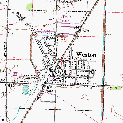 Topographic Map of Village of Weston, OH