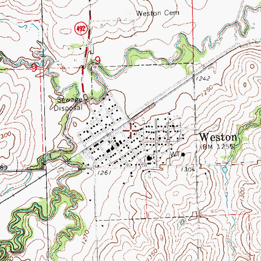 Topographic Map of Village of Weston, NE