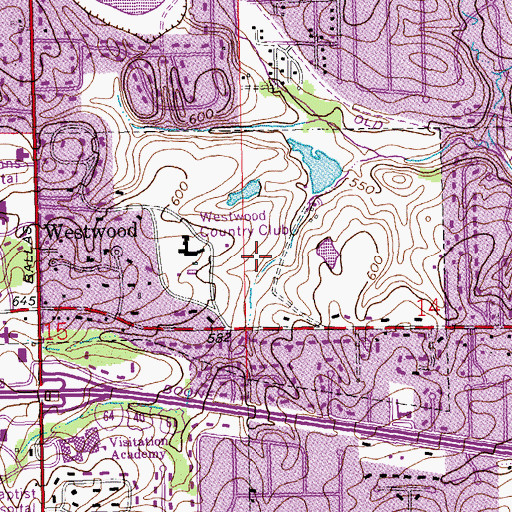 Topographic Map of Village of Westwood, MO