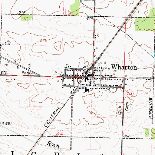 Topographic Map of Village of Wharton, OH
