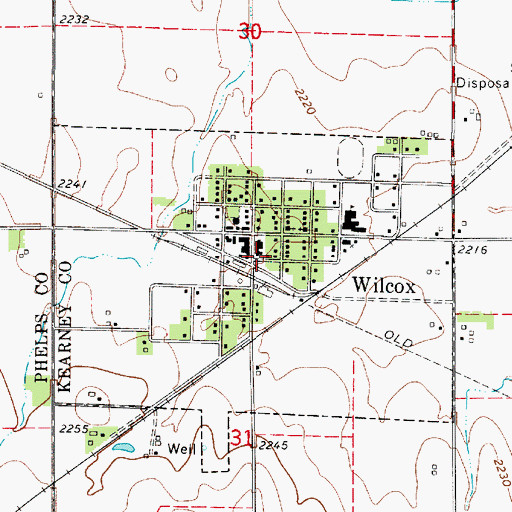 Topographic Map of Village of Wilcox, NE