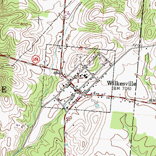 Topographic Map of Village of Wilkesville, OH