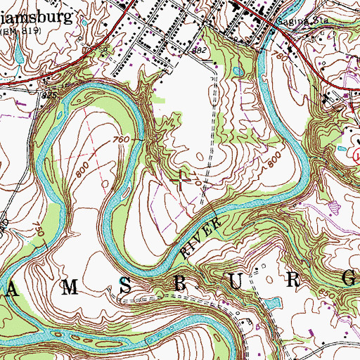 Topographic Map of Village of Williamsburg, OH
