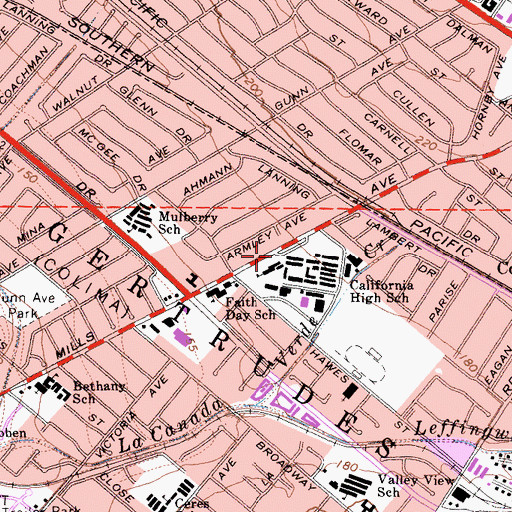 Topographic Map of California High School, CA