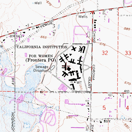 Topographic Map of California Institution for Women, CA