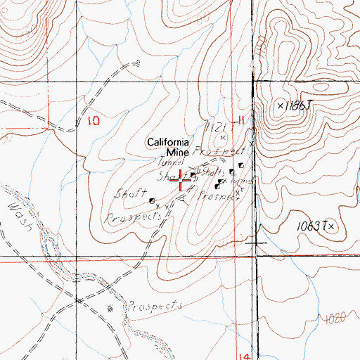 Topographic Map of California Mine, CA