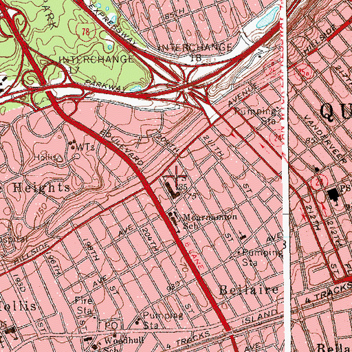 Topographic Map of Bellaire Playground, NY