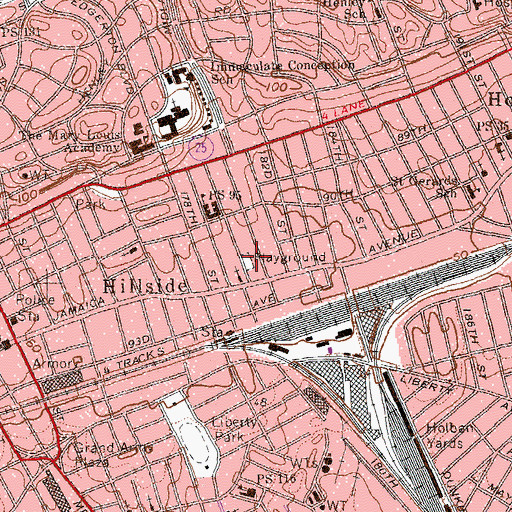Topographic Map of Harvard Playground, NY